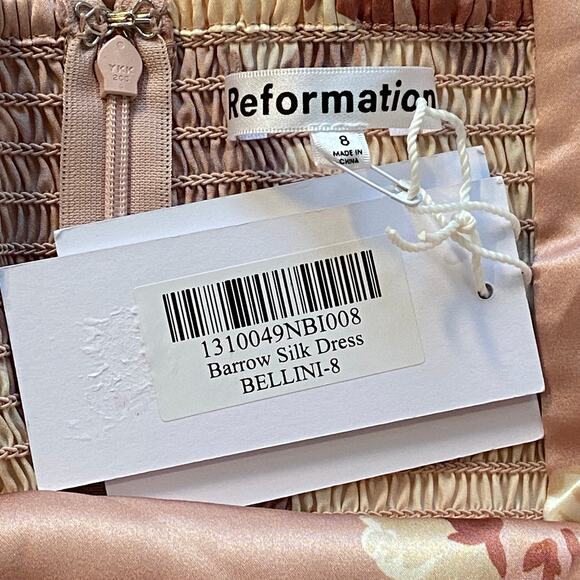 Reformation Barrow Silk Dress Bellini - Picture 8 of 12